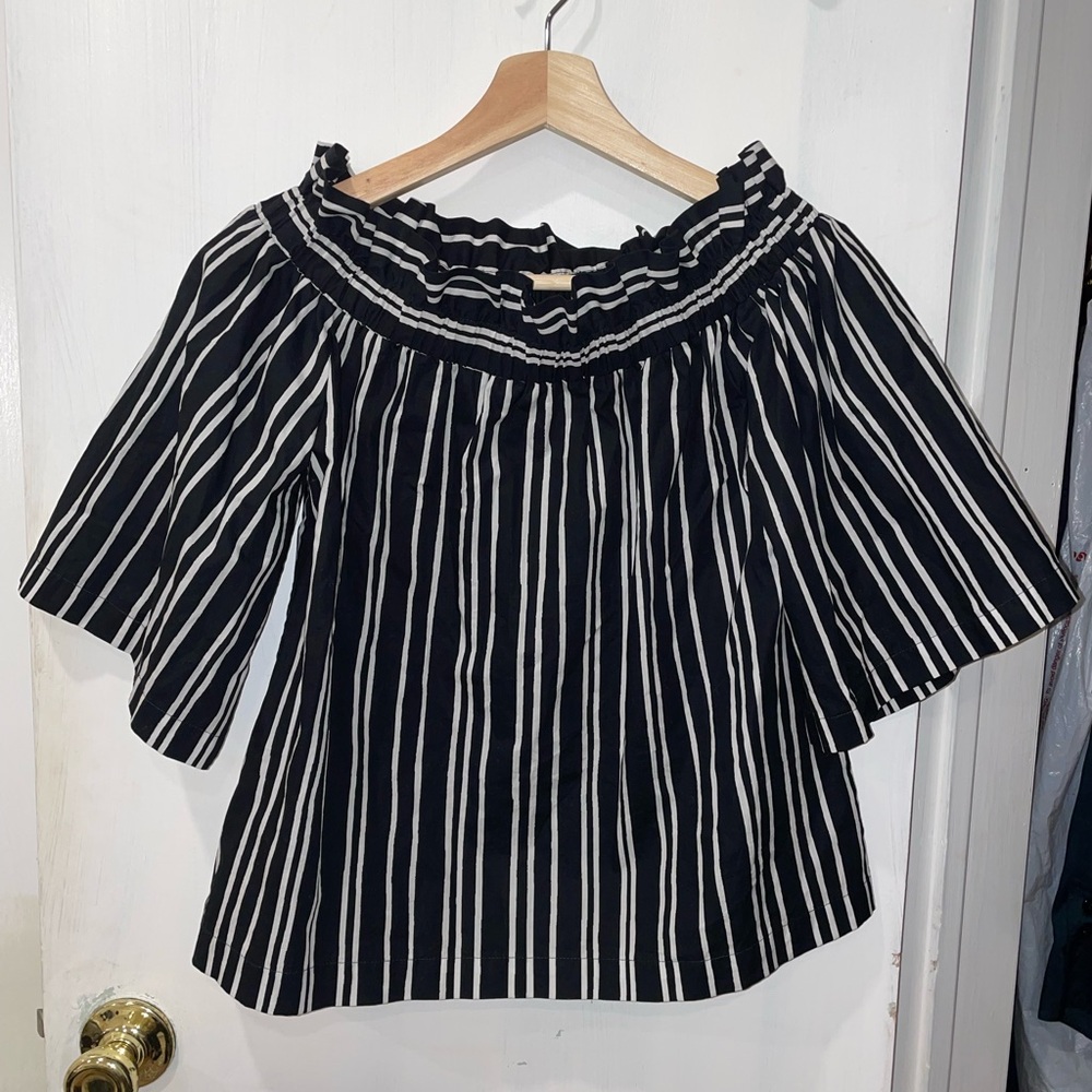 H&M Striped Off the Shoulder Blouse